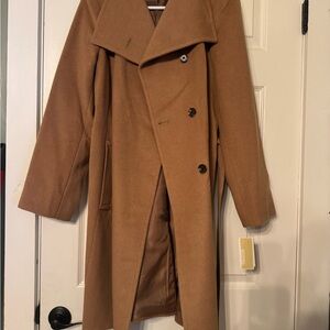 Michael Kors belted wool wrap/peacoat